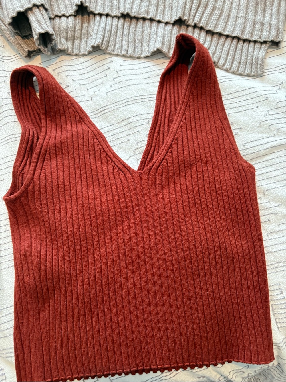 Madewell Ribbed V-Neck Tank Top in Rust - Picture 2 of 4